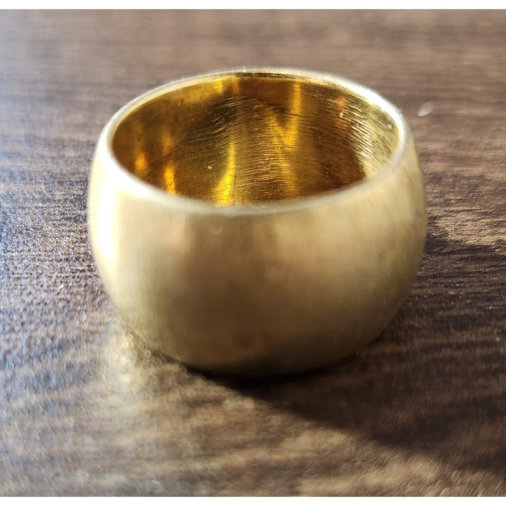 Gold Tone Brushed Dome Ring Wide Chunky Statement Band Minimalist Women Size 7.5